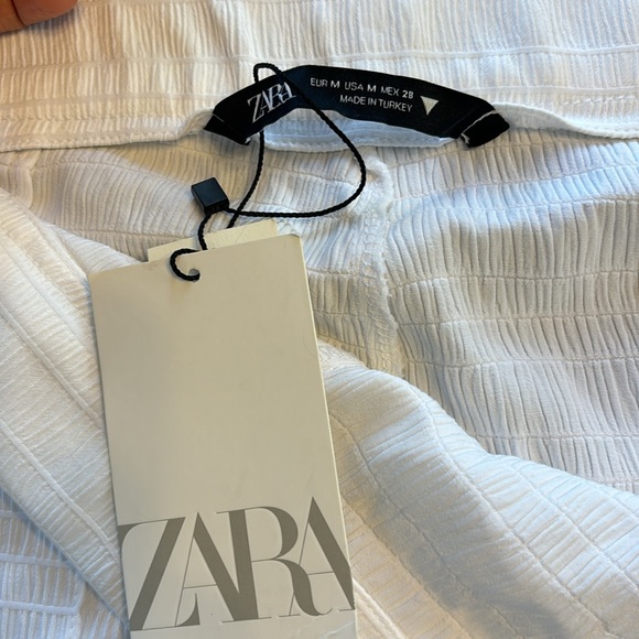 Zara High Waist Textured Flared Leggings White Size M - Picture 5 of 13